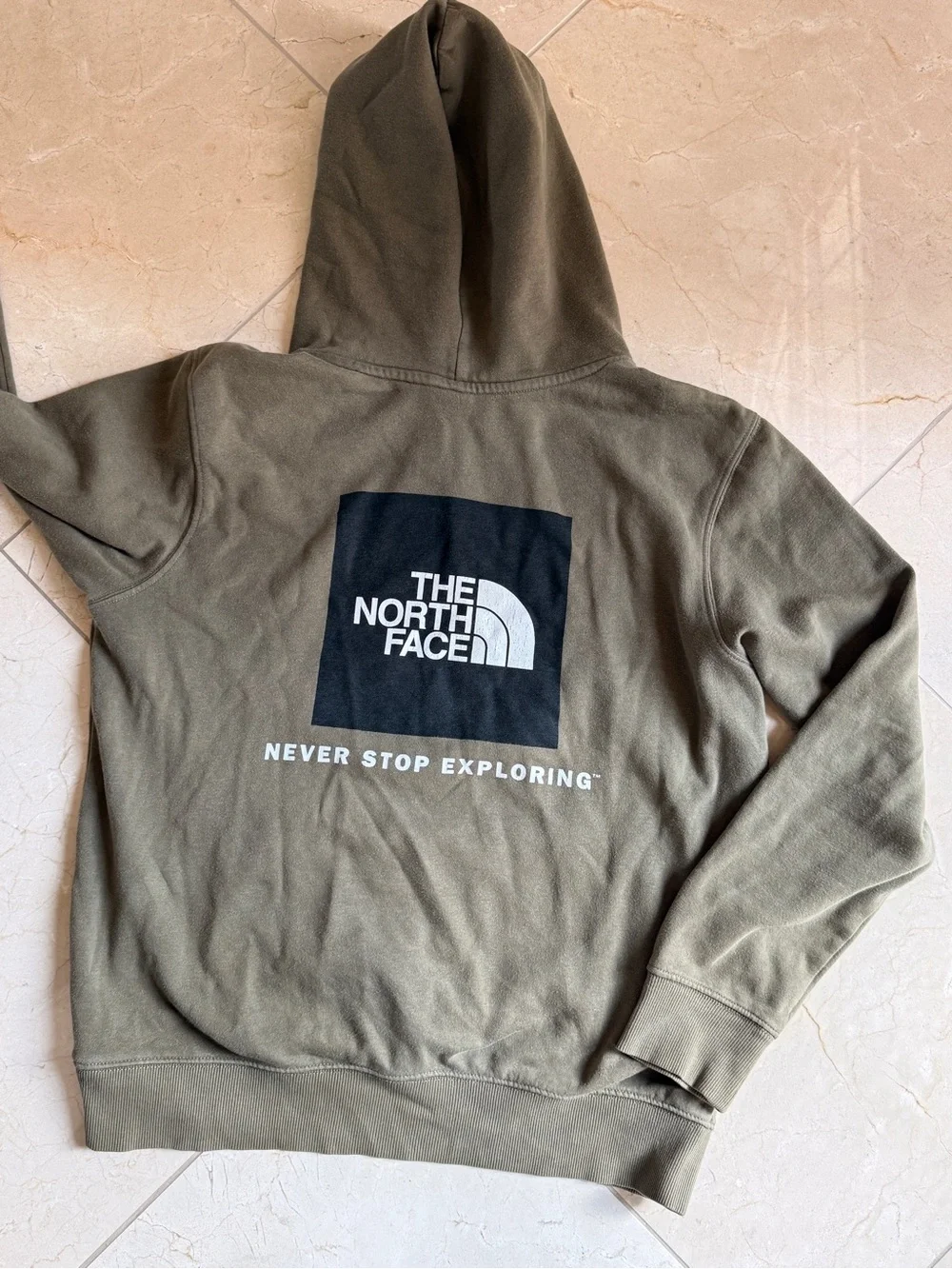 The North Face Olive Hoodie with White Logo